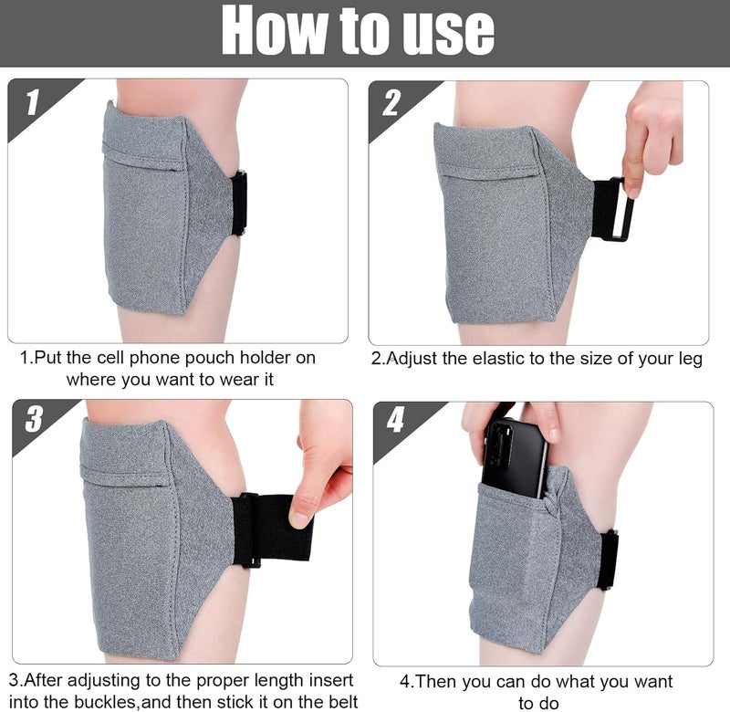 Jadive حزام ساق الهاتف المحمول 2 عبوة حاملة الهاتف الذكي حزام ذراع غير قابل للانزلاق محفظة كاحل حزام الساق قابل للتعديل لحقيبة الذراع للنساء والرجال للجري والمشي وركوب الخيل والدراجات النارية (رمادي) - Image 4